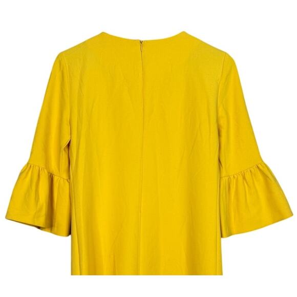 Zara 3/4 Bell Sleeves Stretchy Shift Mini Dress Back Zip Up Lagenlook S Yellow - Picture 8 of 15